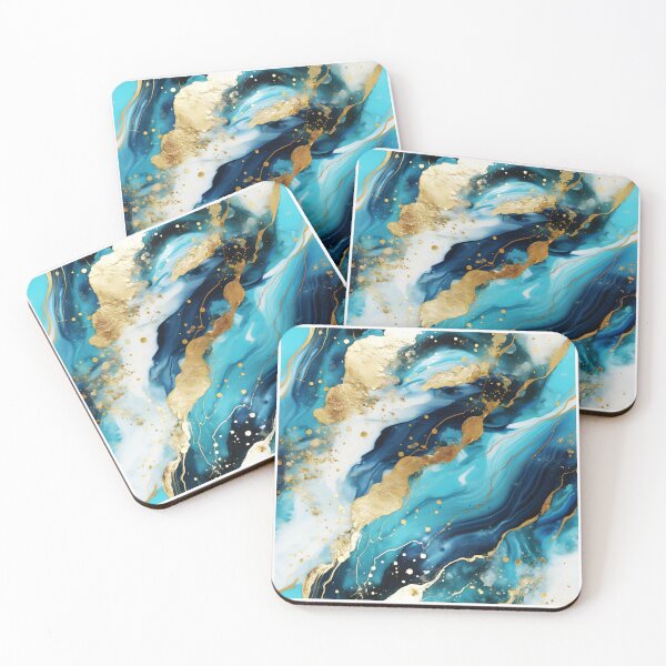 Item preview, Turquoise Wonder Gold Teal Abstract Modern Pattern Art Decor designed and sold by adlydesigns.
