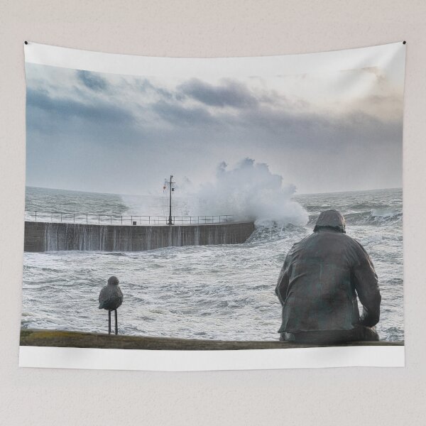Item preview, Porthleven  stormy sea,waiting for fish designed and sold by kathleenjean.