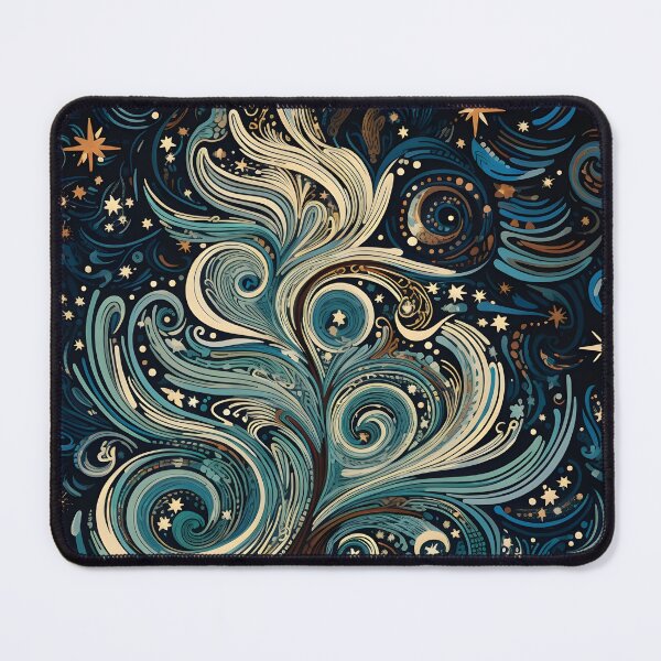 Item preview, decorative detailed swirling christmas tree print designed and sold by dcrc.