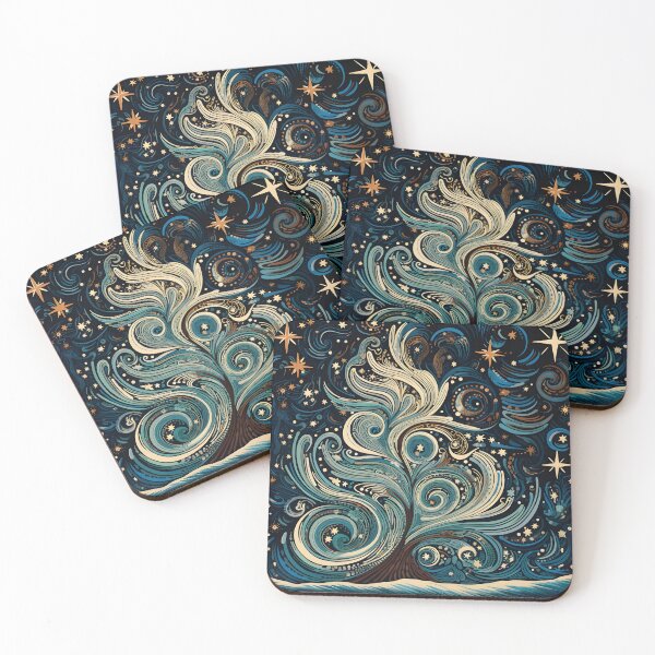 Item preview, decorative detailed swirling christmas tree print designed and sold by dcrc.