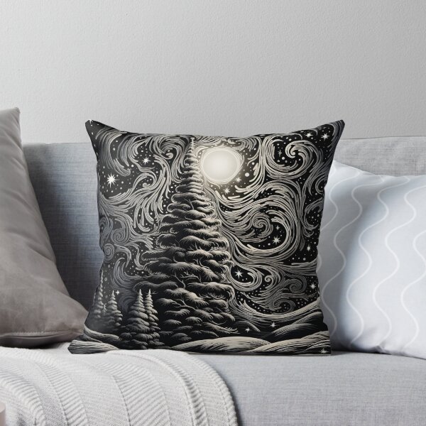 Item preview, decorative detailed swirling christmas tree print designed and sold by dcrc.