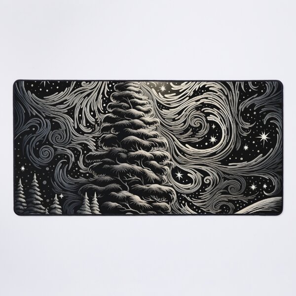 Item preview, decorative detailed swirling christmas tree print designed and sold by dcrc.