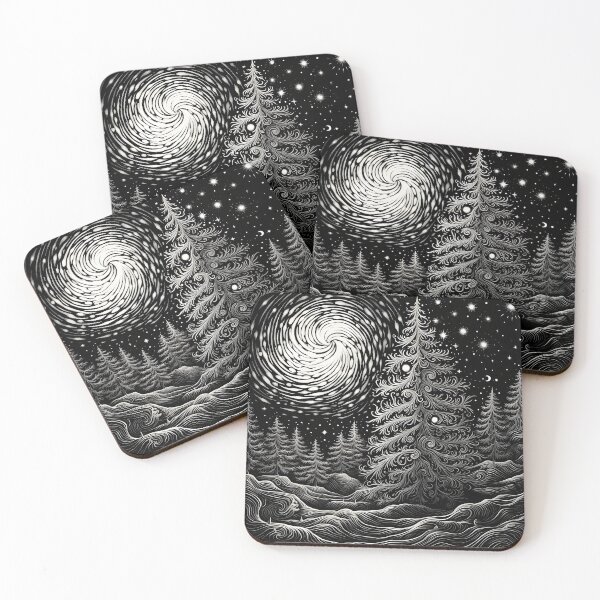 Item preview, decorative detailed swirling christmas tree print designed and sold by dcrc.