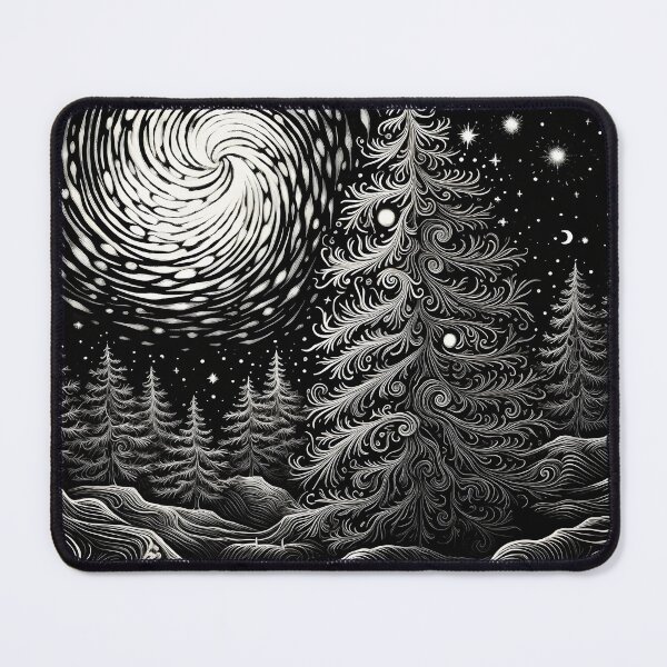 Item preview, decorative detailed swirling christmas tree print designed and sold by dcrc.