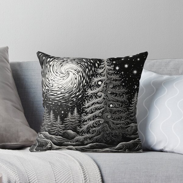 Item preview, decorative detailed swirling christmas tree print designed and sold by dcrc.