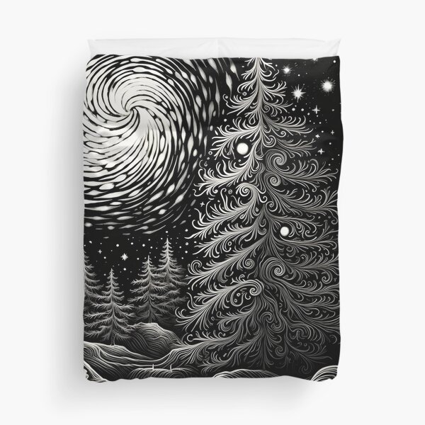 Item preview, decorative detailed swirling christmas tree print designed and sold by dcrc.