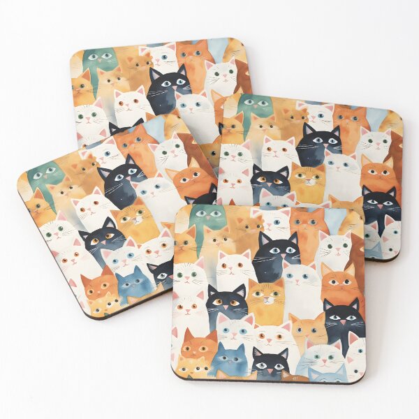 Item preview, Whimsical Cat Assembly Watercolor designed and sold by inkArtistryfine.