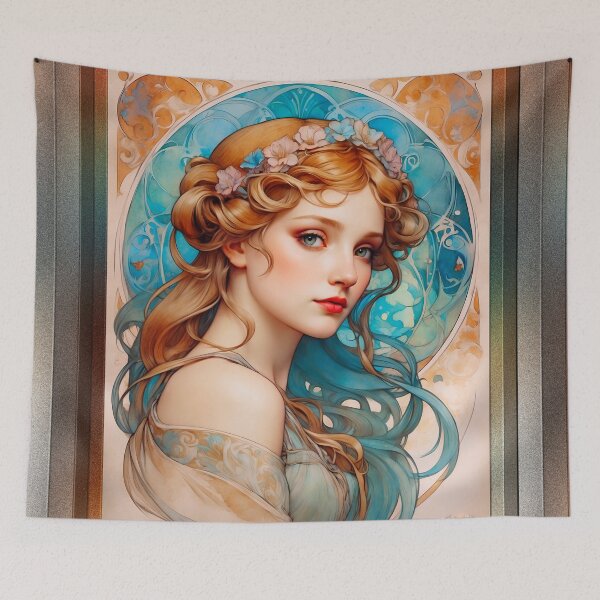 Item preview, Daydream Of An Art Nouveau Beauty Gorgeous AI Concept Art by Xzendor7 designed and sold by Xzendor7 Digital Art Creations.
