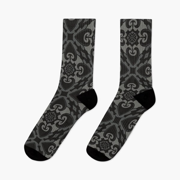 Item preview, Your Black Heart-Tribal Charcoal-Fancy Pants Sox designed and sold by Annette Chabidon Studio.