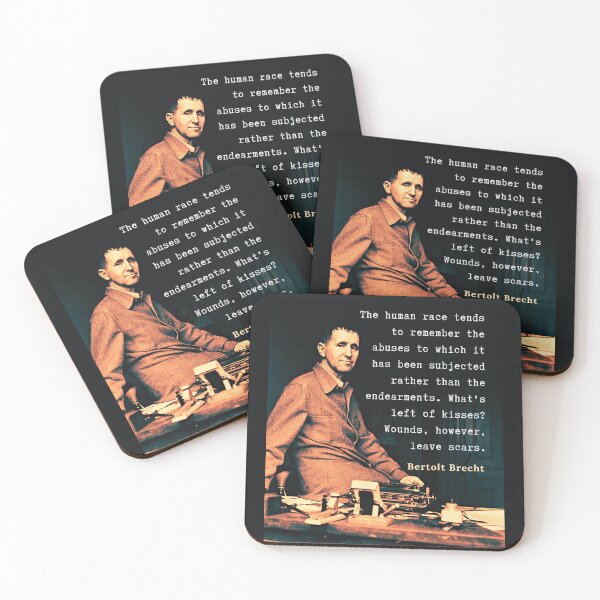 Item preview, Bertolt Brecht portrait and quote: The human race tends to remember the abuses to which it has been subjected rather than the endearments. designed and sold by artbleed.