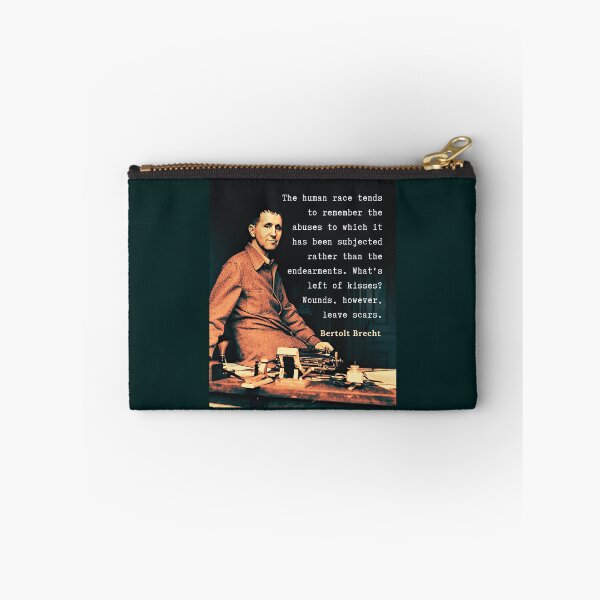 Item preview, Bertolt Brecht portrait and quote: The human race tends to remember the abuses to which it has been subjected rather than the endearments. designed and sold by artbleed.