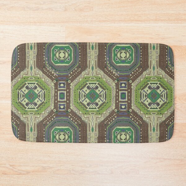 Item preview, Ethnic medallion design brown green beige designed and sold by Alessandro Remo Mazzoni Remotextiles.