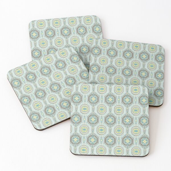 Item preview, Ethnic medallion design green beige ivory white designed and sold by Alessandro Remo Mazzoni Remotextiles.