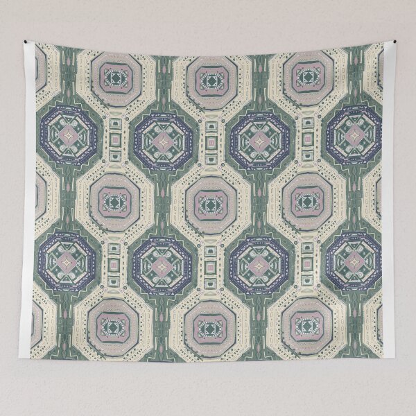 Item preview,  Ethnic medallion design brown green beige designed and sold by Alessandro Remo Mazzoni Remotextiles.