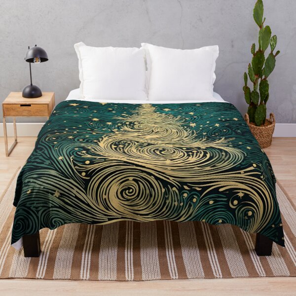 Item preview, Decorative detailed swirling Christmas tree print designed and sold by dcrc.