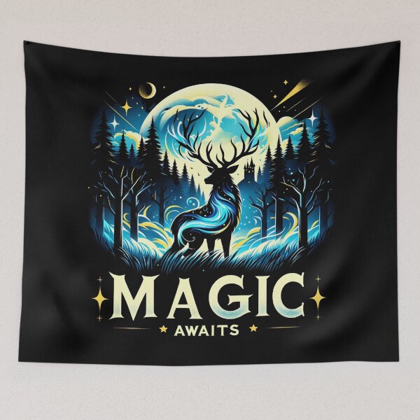 Item preview, Magic Awaits - Magical Stag in the Night designed and sold by Fenay Designs.