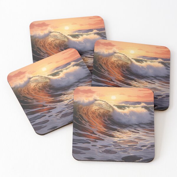 Item preview, Beautiful sunset with crashing waves print designed and sold by dcrc.
