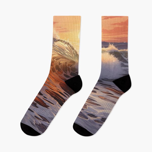 Item preview, Beautiful sunset with crashing waves print designed and sold by dcrc.
