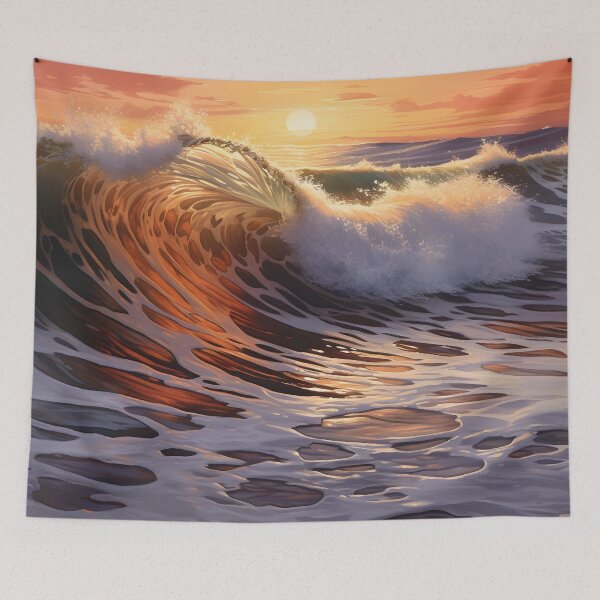 Item preview, Beautiful sunset with crashing waves print designed and sold by dcrc.