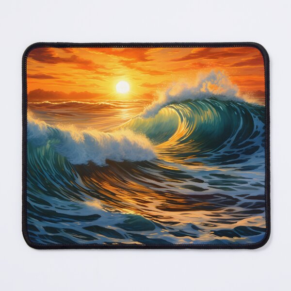 Item preview, beautiful sunset with crashing waves print designed and sold by dcrc.