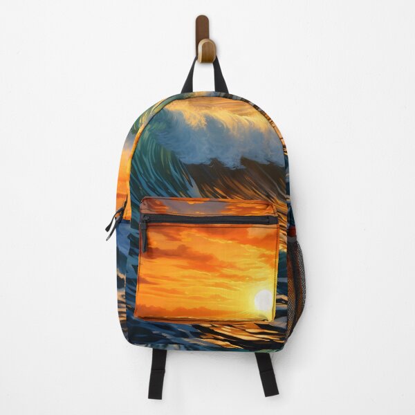 Item preview, beautiful sunset with crashing waves print designed and sold by dcrc.