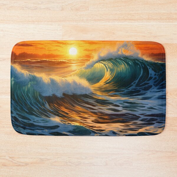 Item preview, beautiful sunset with crashing waves print designed and sold by dcrc.