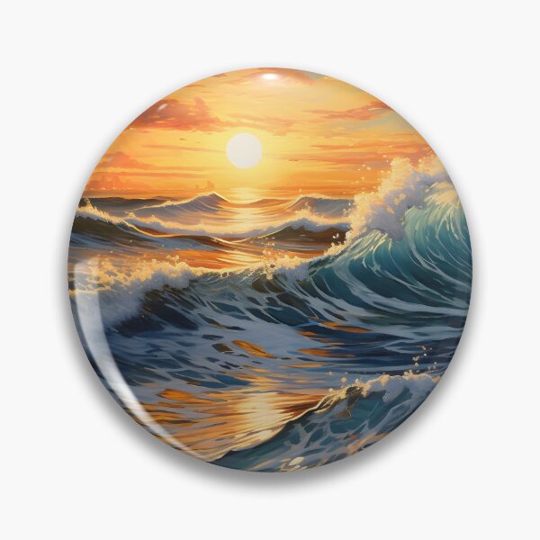 Item preview, beautiful sunset with crashing waves print designed and sold by dcrc.
