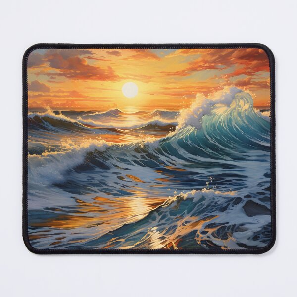 Item preview, beautiful sunset with crashing waves print designed and sold by dcrc.