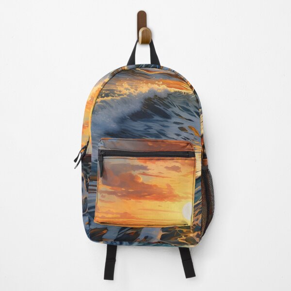 Item preview, beautiful sunset with crashing waves print designed and sold by dcrc.