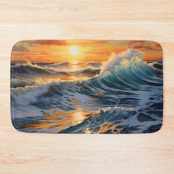 Item preview, beautiful sunset with crashing waves print designed and sold by dcrc.