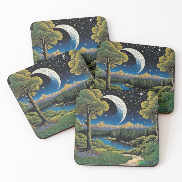 Item preview, Hippie Mountain Landscapes - Moonlit Night Magic 4 designed and sold by Benito Del Ray.
