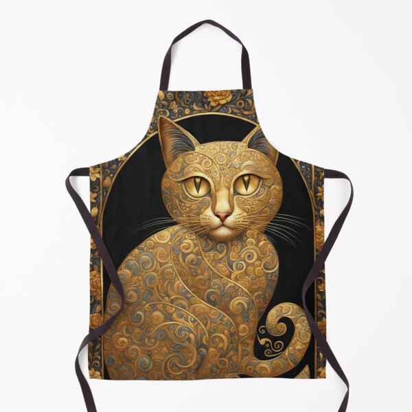 Artikelvorschau, Goldene Katzen - Von Gustav Klimt inspirierte goldene Muster, dekorative Kunst entworfen und verkauft von Butler in the Home.