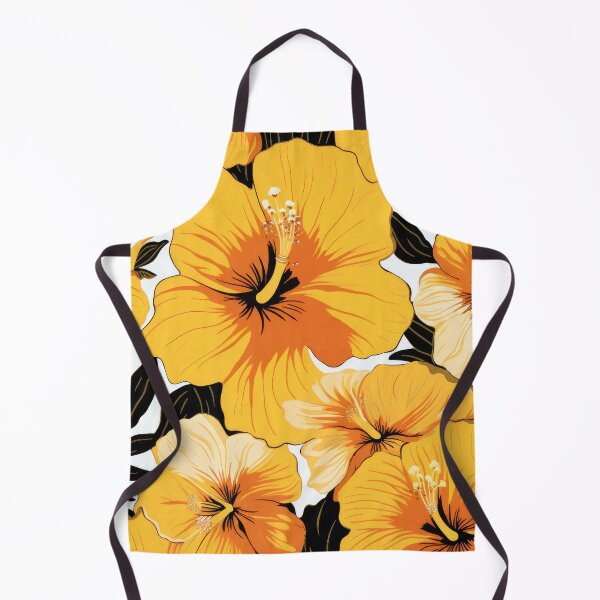 Artikelvorschau, Vintager gelber Hibiskus – hawaiianisches Retro-Stoffdesign entworfen und verkauft von GalleryOXO.