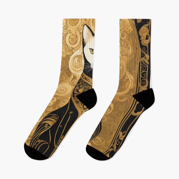 Artikelvorschau, Goldene Katzen - Von Gustav Klimt inspirierte goldene Muster, dekorative Kunst entworfen und verkauft von Butler in the Home.