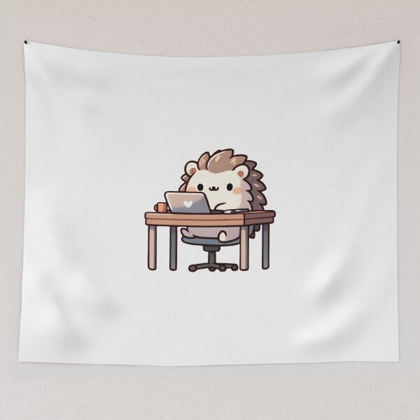 Item preview, Hardworking Hedgehog Typing Away at the Computer designed and sold by UmbrellaStudio1.