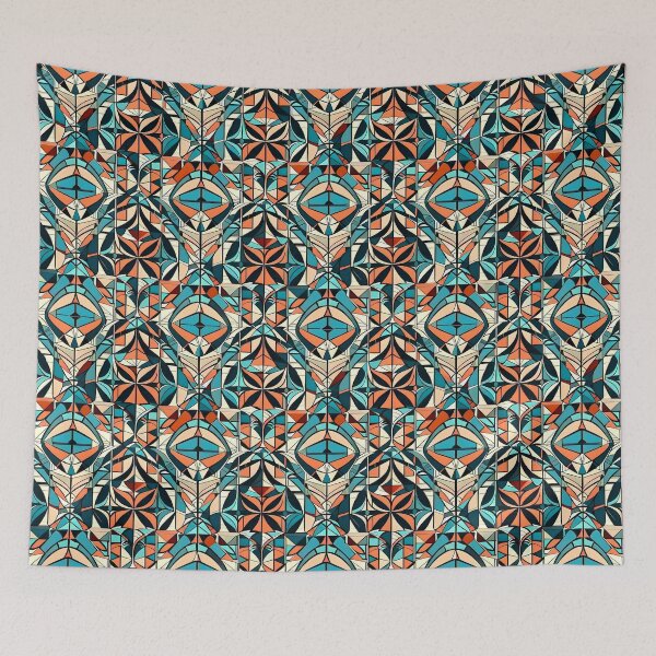 Item preview, Geometric Orange Sabretooths Pattern designed and sold by Geonimalia.