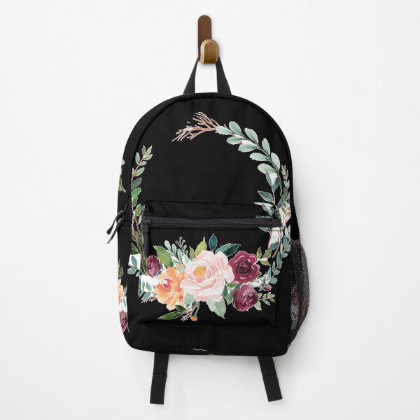Item preview, Floral Wreath Floral print Watercolour Flowers black designed and sold by ArtUnova.
