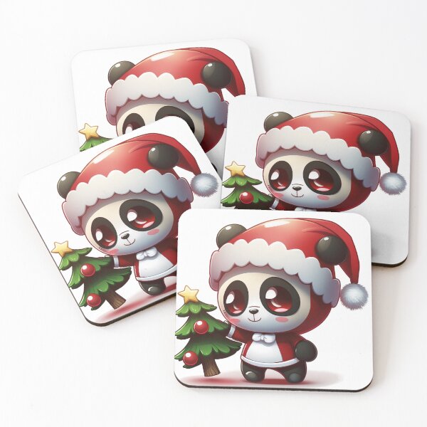Item preview, Chibi Panda in Santa Suit with Christmas Tree designed and sold by KawaiiArtStyle.