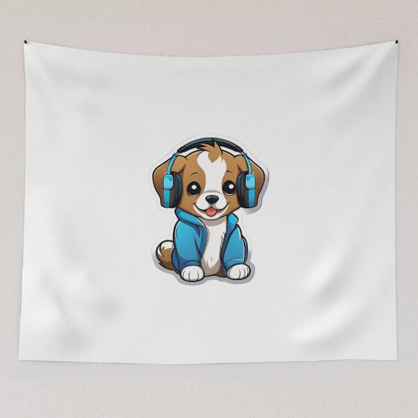 Item preview, Cute Puppy with headphones designed and sold by justasimpleguy.