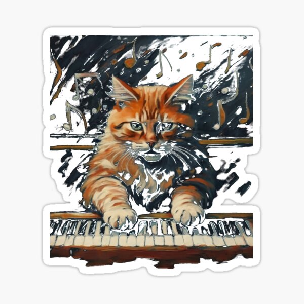 Item preview, cat playing the piano designed and sold by rafal12345.
