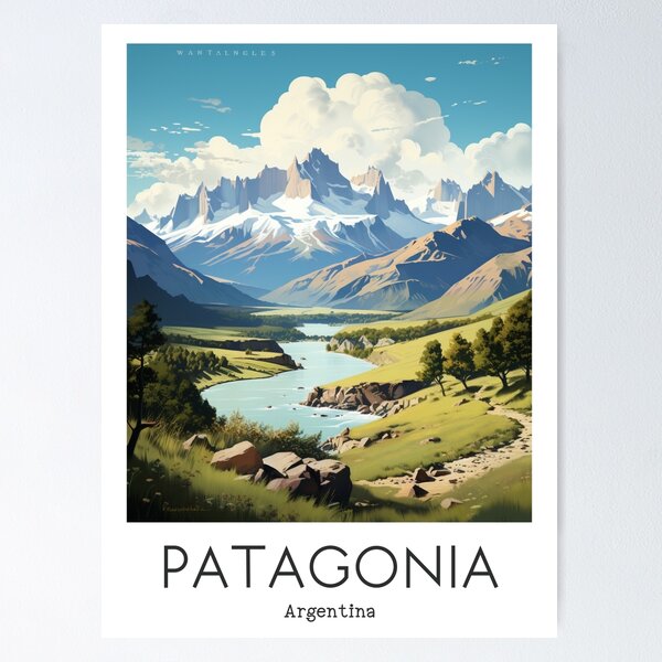 Item preview, A Vintage Travel Illustration of Patagonia - Argentina designed and sold by GoodOldVintage.