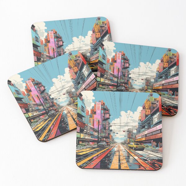 Item preview, pop art futuristic city street designed and sold by Rebelka.