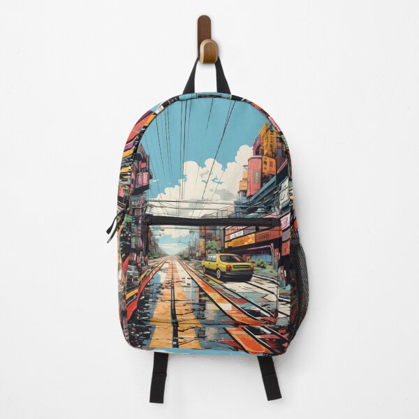 Item preview, pop art futuristic city street designed and sold by Rebelka.
