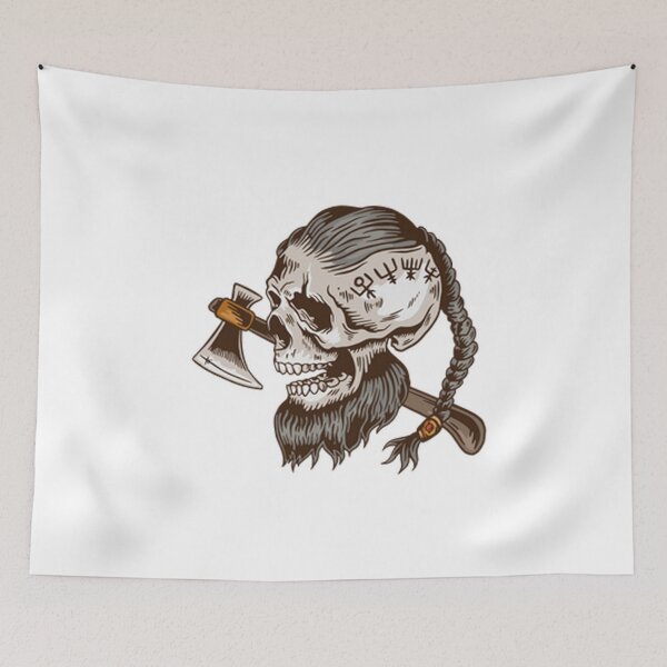 Item preview, Viking skull and axe designed and sold by Irakalu.