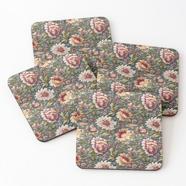 Item preview, Green and Pink and Gold Floral Wallpaper Pattern  designed and sold by preseprestige.