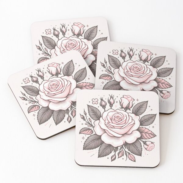 Item preview, Light Pink Rose Doodle - Light Taupe Background designed and sold by Star-Fragment.