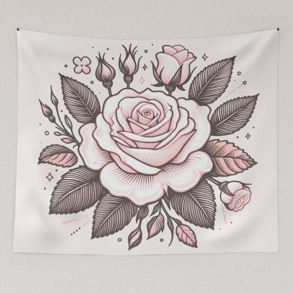 Item preview, Light Pink Rose Doodle - Light Taupe Background designed and sold by Star-Fragment.