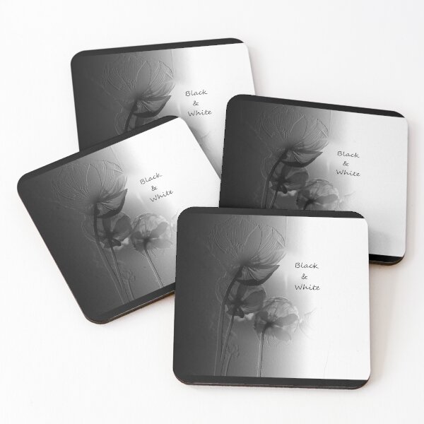 Item preview, Black&White poppies photo, gray embossed pattern, black/white transition designed and sold by evadesignbubble.