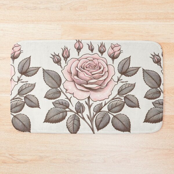 Item preview, Vintage Pink Rose Stem Doodle - Taupe Background designed and sold by Star-Fragment.