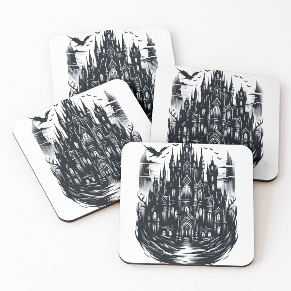 Item preview, Gothic artwork with haunted castle designed and sold by LongIslandDesgn.